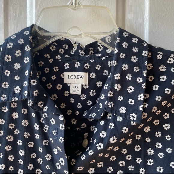 J.Crew navy floral print long sleeve button down midi dress size 10 - Picture 5 of 8